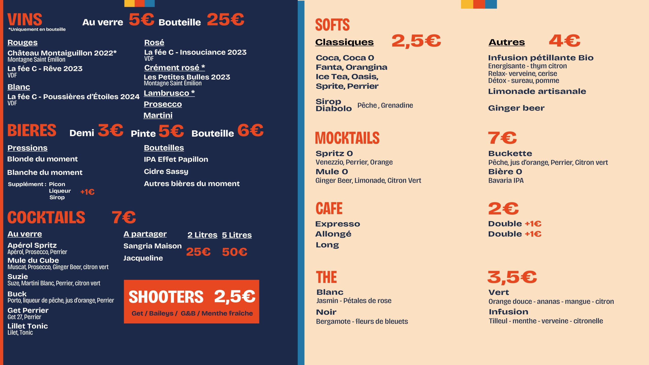 Carte boissons Le Cube